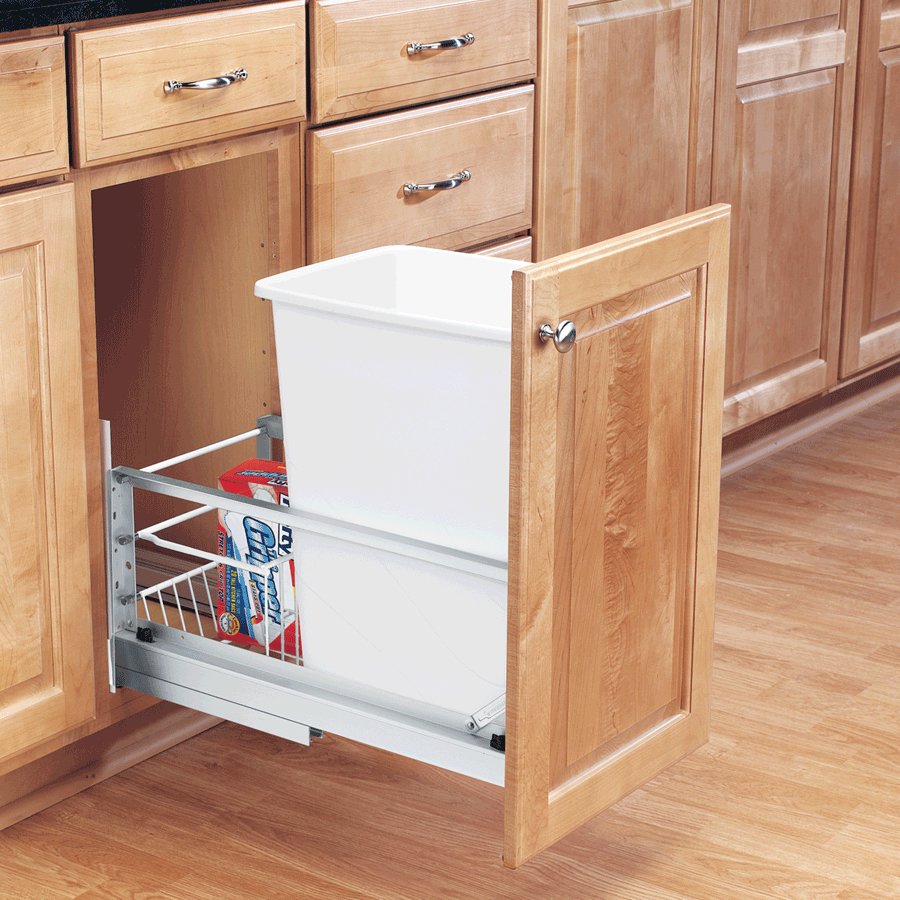 Rev-A-Shelf Single Trash Pullout 35 Quart-White 5349-15DM-1