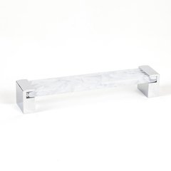 Static 6-5/16 Inch Center to Center White Transparent Polished Chrome Cabinet Pull Static 6-5/16 Inch Center to Center White Transparent Polished Chrome Cabinet Pull