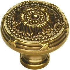 Ribbon and Reed Knob 1-1/4 inch Diameter Sherwood Antique Brass Ribbon and Reed Knob 1-1/4 inch Diameter Sherwood Antique Brass