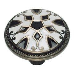 Canterbury 1-1/2 Inch Diameter Black And White Cabinet Knob Canterbury 1-1/2 Inch Diameter Black And White Cabinet Knob