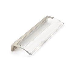 Positano Edge Pull 5-1/16 inch Center to Center Satin Nickel and Clear Positano Edge Pull 5-1/16 inch Center to Center Satin Nickel and Clear