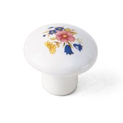 Porcelain Knobs 1-3/8 Inch Diameter White With Bouquet Design Cabinet Knob Porcelain Knobs 1-3/8 Inch Diameter White With Bouquet Design Cabinet Knob
