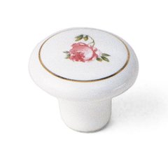Porcelain Knobs 1-1/2 Inch Diameter White With Flowers Cabinet Knob Porcelain Knobs 1-1/2 Inch Diameter White With Flowers Cabinet Knob