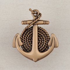 Anchor & Rope Knob 1-3/4" Dia Museum Gold Anchor & Rope Knob 1-3/4" Dia Museum Gold