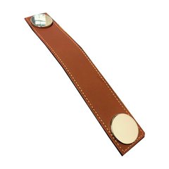 Garage 21-7/16 Inch Center to Center Brown Leather/Polished Chrome Cabinet Pull Garage 21-7/16 Inch Center to Center Brown Leather/Polished Chrome Cabinet Pull