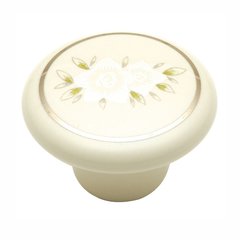 English Cozy Knob 1-1/2 inch Diameter White Flower English Cozy Knob 1-1/2 inch Diameter White Flower