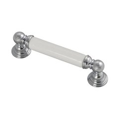 Gaslight 3-3/4 Inch Center to Center Chrome With White Cabinet Pull Gaslight 3-3/4 Inch Center to Center Chrome With White Cabinet Pull
