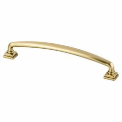 Tailored Traditional Pull 6-5/16 inch Center to Center Modern Brushed Gold Tailored Traditional Pull 6-5/16 inch Center to Center Modern Brushed Gold