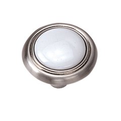 First Family 1-1/4 Inch Diameter White/Satin Chrome Cabinet Knob First Family 1-1/4 Inch Diameter White/Satin Chrome Cabinet Knob