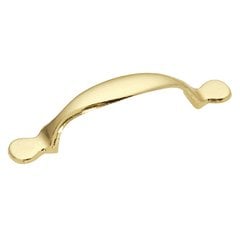 Conquest 3 Inch Center to Center Polished Brass Cabinet Pull Conquest 3 Inch Center to Center Polished Brass Cabinet Pull
