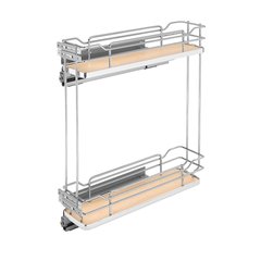 Two Tier Base Organizer W/ Soft Close 9" Chrome/Maple Two Tier Base Organizer W/ Soft Close 9" Chrome/Maple