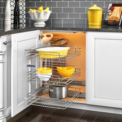 Three Tier Blind Corner Optimizer W/ Soft Close 15" Chrome Three Tier Blind Corner Optimizer W/ Soft Close 15" Chrome
