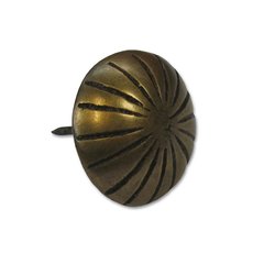 Ribbed Round Clavo 1-1/8" Dia - Antique Brass Ribbed Round Clavo 1-1/8" Dia - Antique Brass
