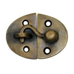 Oval Latch with Hook 1-5/8" L X 2-1/8" W - Antique Brass Oval Latch with Hook 1-5/8" L X 2-1/8" W - Antique Brass