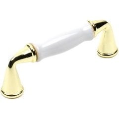 Yaletown 3 Inch cc Zinc Die Cast Pull - Bright Brass/White Ceramic Yaletown 3 Inch cc Zinc Die Cast Pull - Bright Brass/White Ceramic
