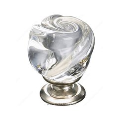 Classic Glass 1-3/16 Inch Diameter Brushed Nickel,Clear Cabinet Knob Classic Glass 1-3/16 Inch Diameter Brushed Nickel,Clear Cabinet Knob