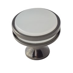 Oberon 1-3/8 Inch Diameter Gunmetal/Frosted Acrylic Cabinet Knob Oberon 1-3/8 Inch Diameter Gunmetal/Frosted Acrylic Cabinet Knob