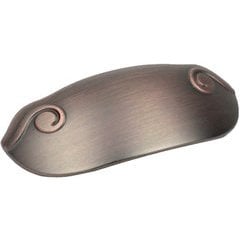 Volute 3 Inch Center to Center Antique Bronze With Copper Cabinet Cup Pull Volute 3 Inch Center to Center Antique Bronze With Copper Cabinet Cup Pull