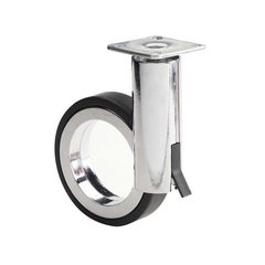 Caster With Swivel & Brake - Black & Chrome Caster With Swivel & Brake - Black & Chrome