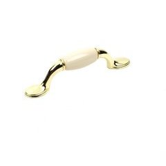 Yaletown 3 Inch Zinc Die Cast Pull - Polished Brass / Cream Ceramic Yaletown 3 Inch Zinc Die Cast Pull - Polished Brass / Cream Ceramic