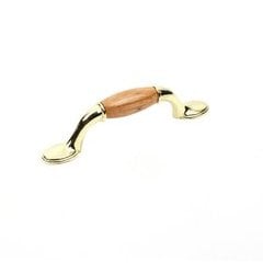 Yaletown 3 Inch Zinc Die Cast Pull - Polished Brass / Medium Oak Yaletown 3 Inch Zinc Die Cast Pull - Polished Brass / Medium Oak