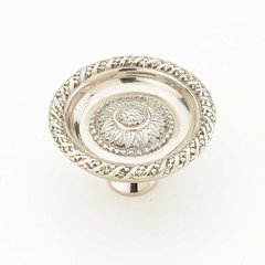 Sunflower 1-3/8 Inch Diameter White Brass Cabinet Knob Sunflower 1-3/8 Inch Diameter White Brass Cabinet Knob