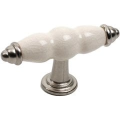 Nordic 3-3/8 Inch Diameter Satin Nickel/Cream Crackle Cabinet Knob Nordic 3-3/8 Inch Diameter Satin Nickel/Cream Crackle Cabinet Knob