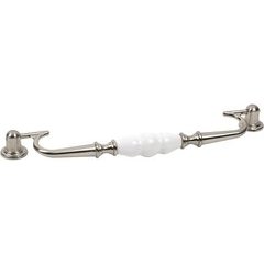Nordic 8-13/16 Inch Center to Center Satin Nickel/White Cabinet Bail Pull Nordic 8-13/16 Inch Center to Center Satin Nickel/White Cabinet Bail Pull