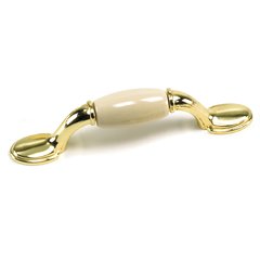 First Family 3 Inch Center to Center Almond/Polished Brass Cabinet Pull First Family 3 Inch Center to Center Almond/Polished Brass Cabinet Pull