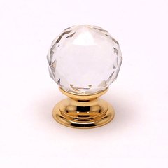 Europa 1-3/16 Inch Diameter Faceted Crystal Ball/Gold Cabinet Knob Europa 1-3/16 Inch Diameter Faceted Crystal Ball/Gold Cabinet Knob