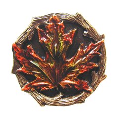 Leaves 1-1/4 Inch Diameter Brass Hand Tinted Cabinet Knob Leaves 1-1/4 Inch Diameter Brass Hand Tinted Cabinet Knob