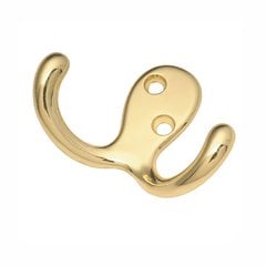 Double Utility Coat Hook Polished Brass Double Utility Coat Hook Polished Brass