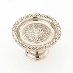 Sunflower 1-3/4 Inch Diameter White Brass Cabinet Knob Sunflower 1-3/4 Inch Diameter White Brass Cabinet Knob