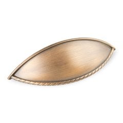 Lenoir 3-3/4 Inch Center to Center Antique Brushed Satin Brass Cabinet Cup Pull Lenoir 3-3/4 Inch Center to Center Antique Brushed Satin Brass Cabinet Cup Pull