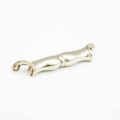 French Court 6-1/2 Inch Center to Center White Brass Cabinet Cup Pull French Court 6-1/2 Inch Center to Center White Brass Cabinet Cup Pull