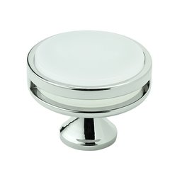 Oberon Knob 1-3/4" Dia Polished Nickel/Frosted Acrylic Oberon Knob 1-3/4" Dia Polished Nickel/Frosted Acrylic