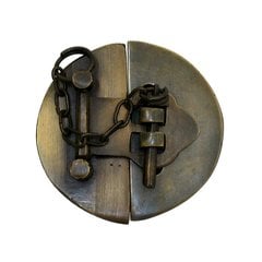 Plain Round Latch with Chain 2-1/2" Dia - Antique Brass Plain Round Latch with Chain 2-1/2" Dia - Antique Brass