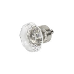 Glamour Knob 1-3/8" Dia Transparent W/ Polished Nickel Base Glamour Knob 1-3/8" Dia Transparent W/ Polished Nickel Base