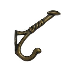 Fancy Double Hook 3-1/2 inch L x 1-1/4 inch W - Antique Brass Fancy Double Hook 3-1/2 inch L x 1-1/4 inch W - Antique Brass