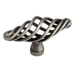 Orleans 15/16 Inch Wrought Iron Oval Knob - Antique Pewter Orleans 15/16 Inch Wrought Iron Oval Knob - Antique Pewter