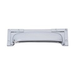Campaign L Bracket Cup Pull 3-3/4 inch Center to Center Polished Chrome Campaign L Bracket Cup Pull 3-3/4 inch Center to Center Polished Chrome