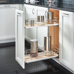 Two Tier Base Organizer W/ Soft Close 8" Chrome/Maple Two Tier Base Organizer W/ Soft Close 8" Chrome/Maple