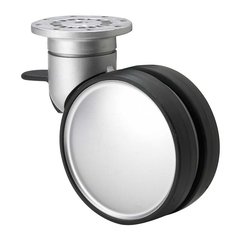 Dual Wheel Caster With Swivel & Brake - Aluminum Dual Wheel Caster With Swivel & Brake - Aluminum