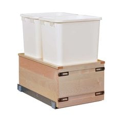 Double Trash Pullout 50 Quart Wood Double Trash Pullout 50 Quart Wood