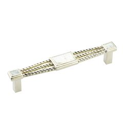Interlude 5-3/8 Inch Center to Center Mother of Pearl, Polished Nickel Cabinet Pull Interlude 5-3/8 Inch Center to Center Mother of Pearl, Polished Nickel Cabinet Pull