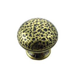 Hammered 1-1/4 Inch Diameter Distressed Brass Cabinet Knob Hammered 1-1/4 Inch Diameter Distressed Brass Cabinet Knob