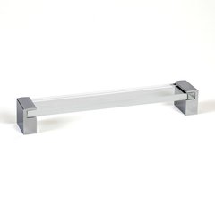 Static 7-9/16 Inch Center to Center Polished Chrome Glass Cabinet Pull Static 7-9/16 Inch Center to Center Polished Chrome Glass Cabinet Pull