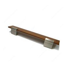 Wood & Leather 6-5/16 Inch Center to Center Brushed Nickel,Walnut Cabinet Pull Wood & Leather 6-5/16 Inch Center to Center Brushed Nickel,Walnut Cabinet Pull