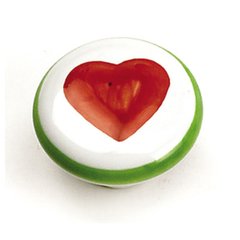 Porcelain Knobs 1-3/8 Inch Diameter White With Red Heart Cabinet Knob Porcelain Knobs 1-3/8 Inch Diameter White With Red Heart Cabinet Knob