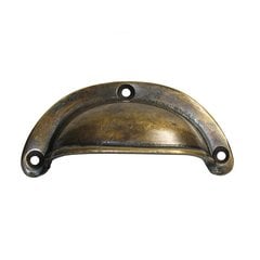 Bin Pulls 2-3/8 Inch Center to Center Unlacquered Antique Brass Cabinet Cup Pull Bin Pulls 2-3/8 Inch Center to Center Unlacquered Antique Brass Cabinet Cup Pull